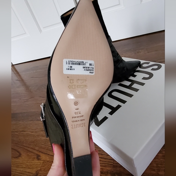 Schutz jorian crocodile embossed leather wedge booties - Picture 5 of 6